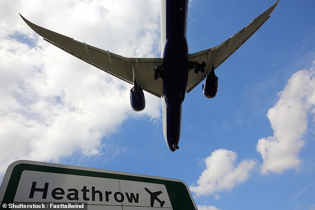 Up in the air: Some 1.4m travelled via Heathrow last month, 6.3m fewer than in August last year