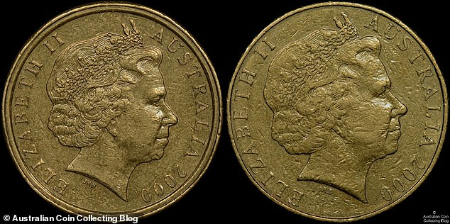 A rare 'mule' coin (pictured left) is being sold in an online auction for more than than $4,000