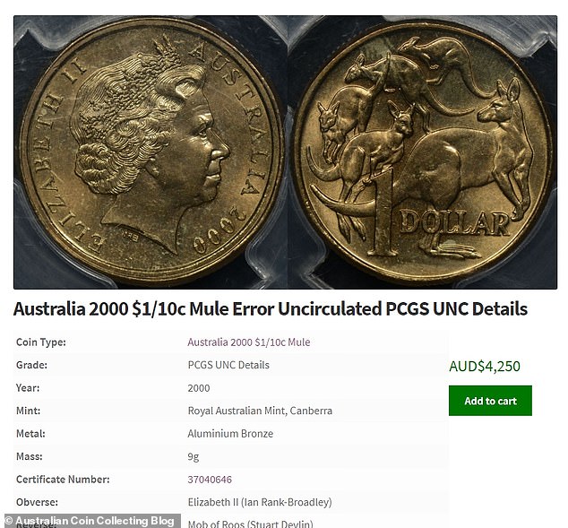 The coins are thicker than usual and heavier, with a double rim on the outside and are being offered for $4,250 (pictured)