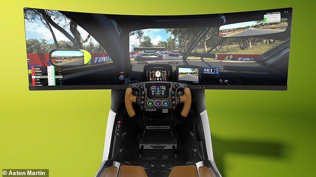 The steering wheel is a cutaway design similar to an F1 wheel. It has an explosion of control switches and buttons and a digital display to show the rev counter, gear selection and split times