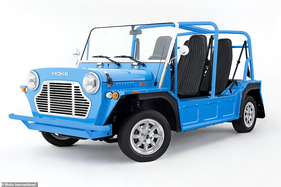 Just 56 Moke56 models will be created to mark the number of years since production of the road cars started. Under the bonnet is a 1.1-litre petrol engine producing 66bhp and capable of taking the stripped- down vehicle to a top speed of 68mph