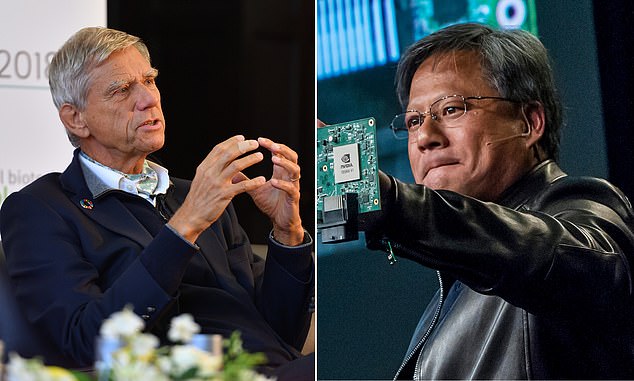 Almighty row: Nvidia’s Jensen Huang (right) and Arm co-founder Hermann Hauser