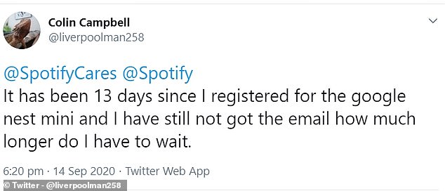This Spotify customer said he had been waiting over 13 days to hear back from the service