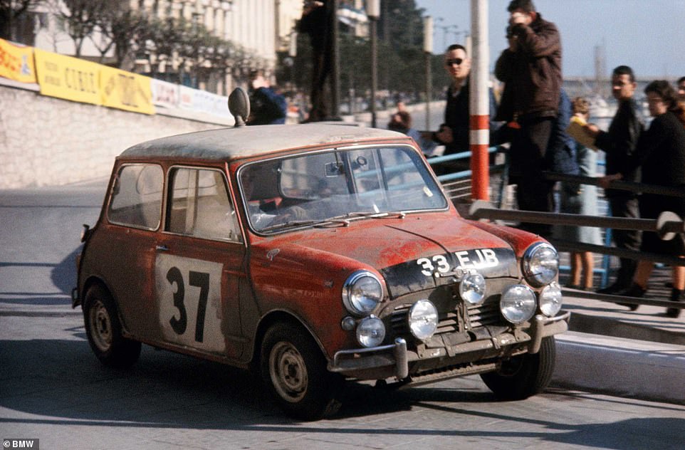 The original Mini, driven by Patrick ‘Paddy’ Hopkirk and co-pilot Henry Liddon, won the race in the lightweight vehicle, beating competitor in far more powerful machines