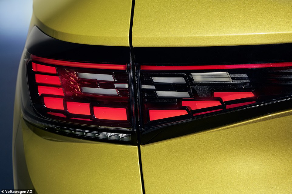 The rear lights have dynamic indicators that beam in the direction the car is about to move. The brake lights are the 'X'-shape cluster in the middle of the LED arrangement