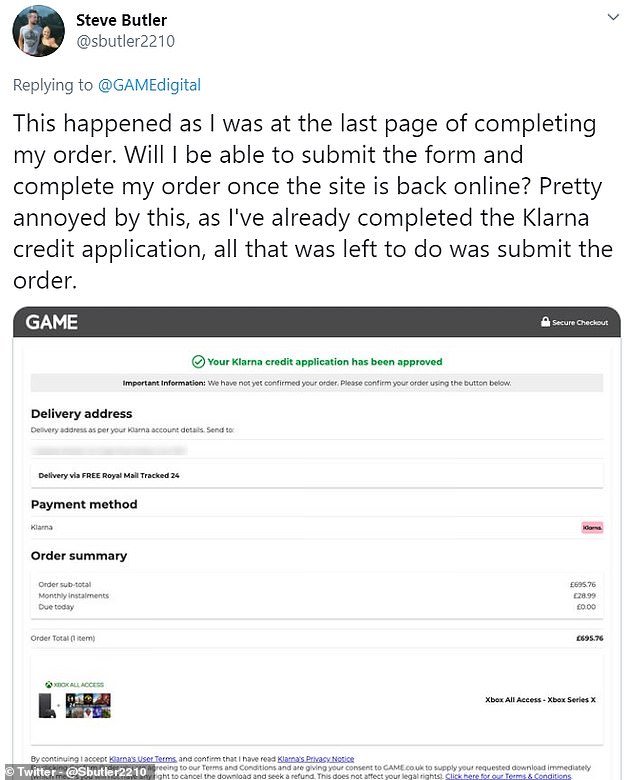 Customers were unable to complete orders as retailers ran out of stock, despite being subjected to credit checks by Klarna which showed up on credit files