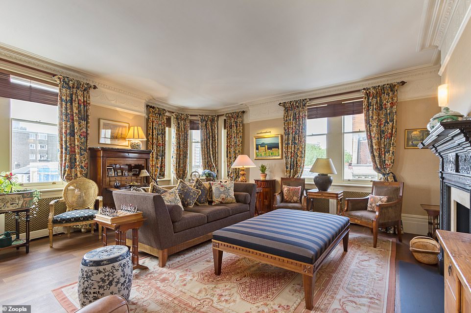 9 and 10) St Albans Grove in Kensington is in ninth place and has an average property value of £9,537,000. It is a short walk from Kensington Gardens, and a five-bedroom flat is currently on the market on the street for £9.25million (pictured), while Egerton Crescent makes up the list in tenth place