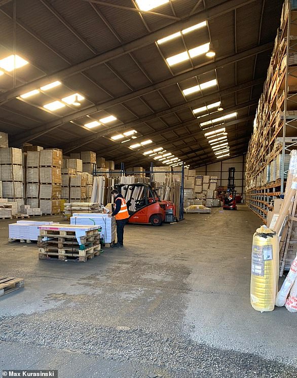 Luxury Flooring's warehouse. Because of delays at the Port of Felixstowe the business is struggling to get stock in, leading to delays for the business and its customers