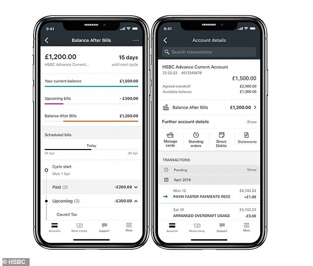HSBC rolled out a feature last October which let customers see how much money would be left in their account after upcoming direct debits and standing orders were taken out
