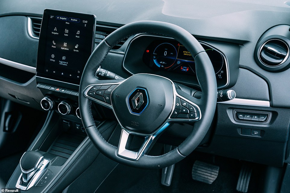 The Zoe's interior might look like it has a leather steering wheel and panel on the electric drive control, but this is synthetic