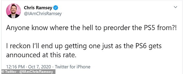 Comedian Chris Ramsey took to Twitter to say he was unable to find a pre-order link
