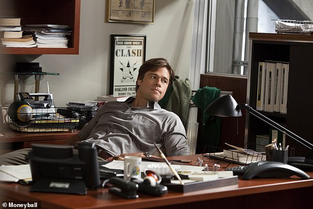 Brad Pitt (pictured) plays Billy Beane, general manager of the Oakland Athletics, in Moneyball