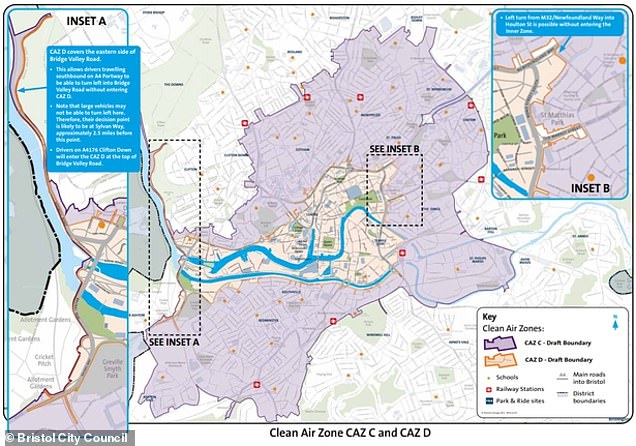 The second option is a larger charging zone (inclusive of option one) where older, more polluting commercial vehicles - but not private cars - would be charged to drive