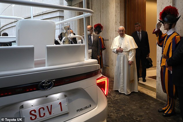 The vehicle has been presented to Pope Francis in the Vatican ahead of it being used for his visit to Japan next month
