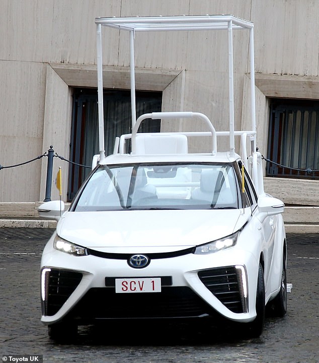 The modified £66,000 Mirai is said to fulfill Pope Francis' deep interest in global environmental matter and will allow him to undertake public appearances