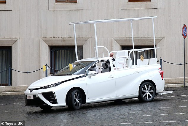 His Holiness has a hydrogen car: This is the new popemobile - a converted Toyota Mirai, which is the world's first mass-production fuel cell vehicle