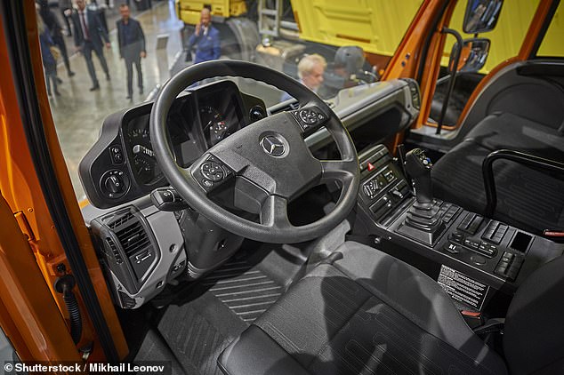 As seen here, the steering wheel, instrument cluster, gear selector and pedals are all mounted to the steering column and it - along with the centre console - can, in this example, be moved to the right so the driver is more centrally positioned in the cabin