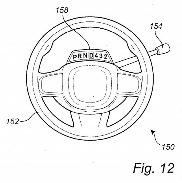 A second design suggests the gear selector could instead be locate on the steering column - similar to the layout for automatic Mercedes models - and move with the sliding wheel itself