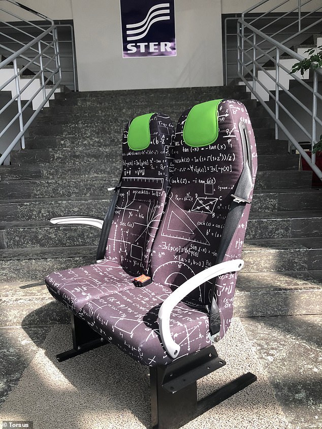 The seats have a mathematics and science design but also seatbelts designed for school children of all sizes and ages