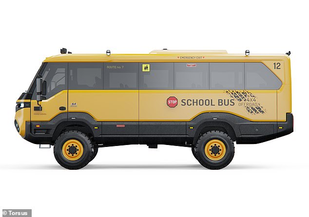 The bus can carry up to 35 school kids at a time through some of the most inhospitable environments